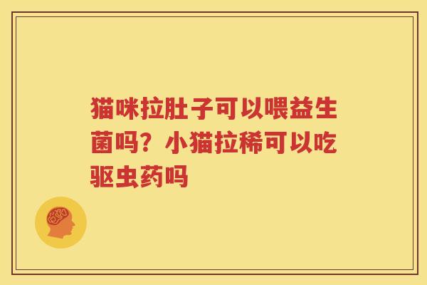 猫咪拉肚子可以喂益生菌吗？小猫拉稀可以吃驱虫药吗