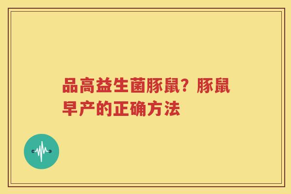 品高益生菌豚鼠？豚鼠早产的正确方法