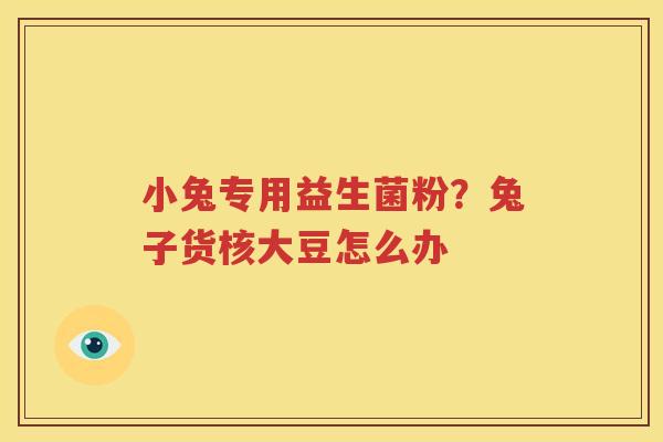 小兔专用益生菌粉？兔子货核大豆怎么办