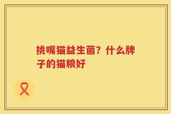挑嘴猫益生菌？什么牌子的猫粮好