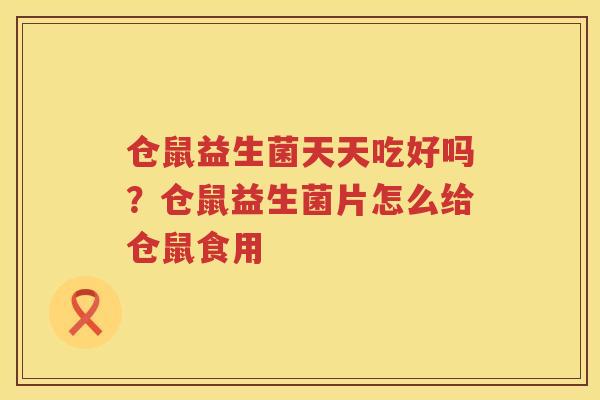 仓鼠益生菌天天吃好吗？仓鼠益生菌片怎么给仓鼠食用