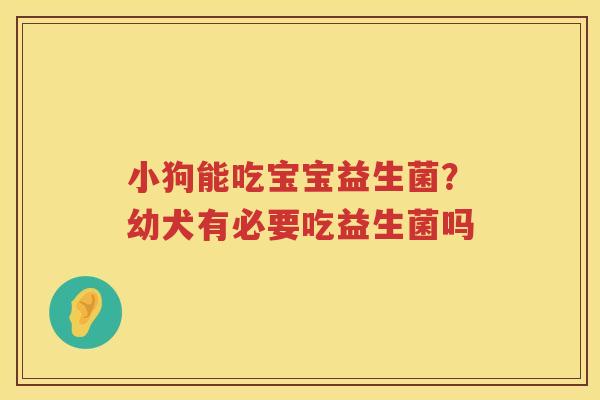 小狗能吃宝宝益生菌？幼犬有必要吃益生菌吗