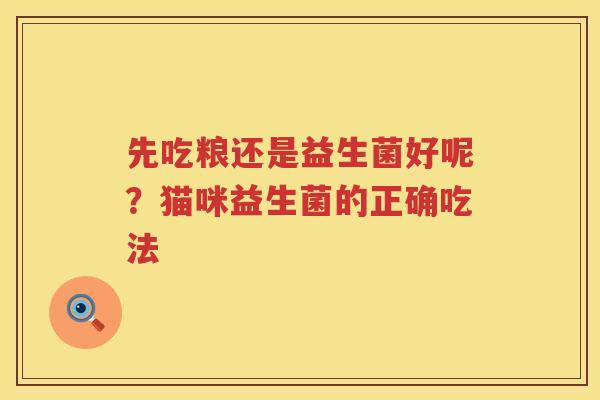 先吃粮还是益生菌好呢？猫咪益生菌的正确吃法