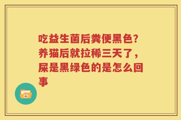 吃益生菌后粪便黑色？养猫后就拉稀三天了，屎是黑绿色的是怎么回事