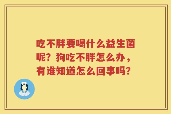 吃不胖要喝什么益生菌呢？狗吃不胖怎么办，有谁知道怎么回事吗？