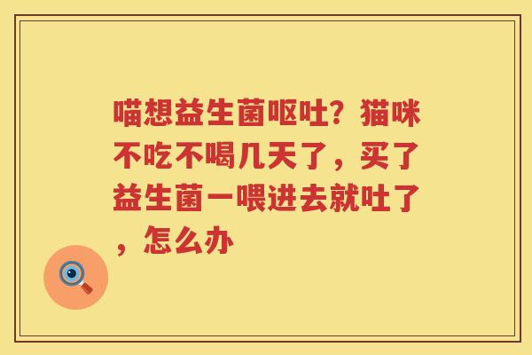 喵想益生菌呕吐？猫咪不吃不喝几天了，买了益生菌一喂进去就吐了，怎么办
