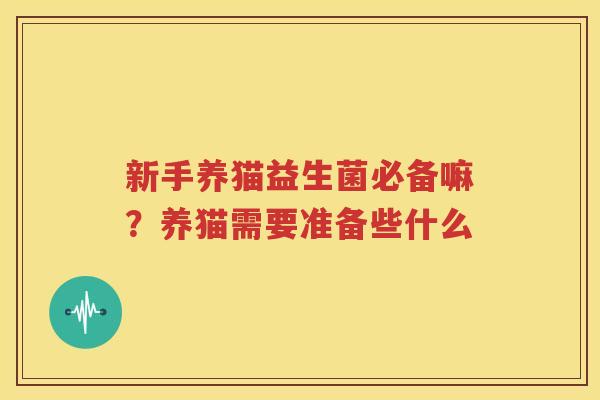 新手养猫益生菌必备嘛？养猫需要准备些什么