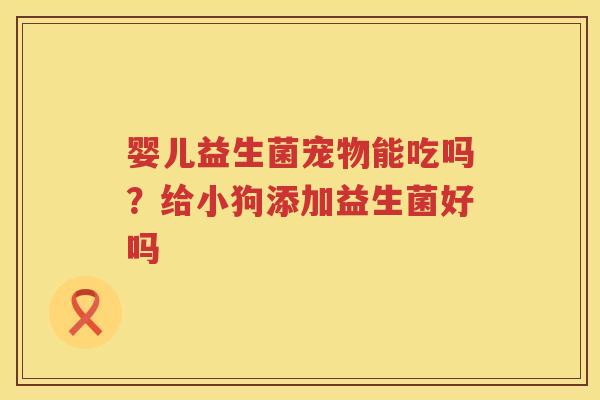 婴儿益生菌宠物能吃吗？给小狗添加益生菌好吗