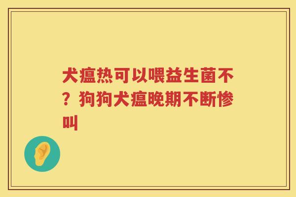 犬瘟热可以喂益生菌不？狗狗犬瘟晚期不断惨叫