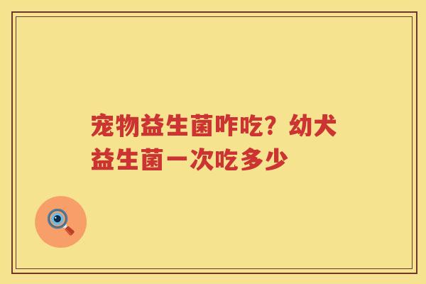 宠物益生菌咋吃？幼犬益生菌一次吃多少