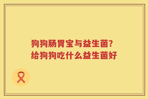 狗狗肠胃宝与益生菌？给狗狗吃什么益生菌好