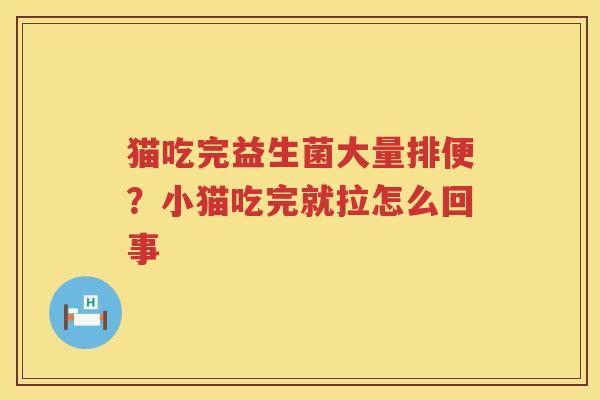 猫吃完益生菌大量排便？小猫吃完就拉怎么回事