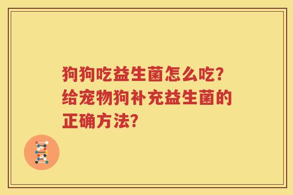 狗狗吃益生菌怎么吃？给宠物狗补充益生菌的正确方法？
