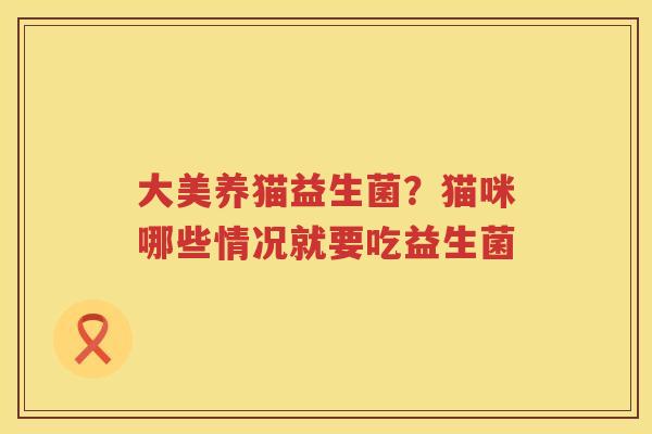 大美养猫益生菌？猫咪哪些情况就要吃益生菌