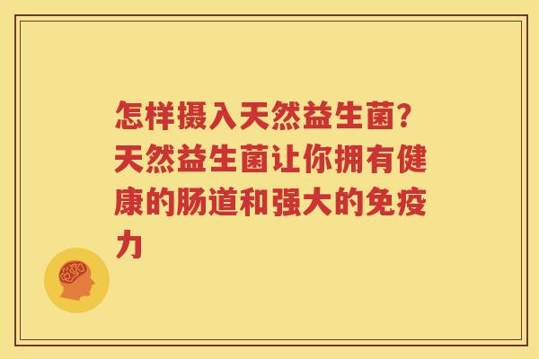 怎样摄入天然益生菌？天然益生菌让你拥有健康的肠道和强大的免疫力