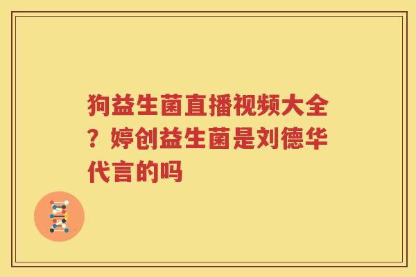 狗益生菌直播视频大全？婷创益生菌是刘德华代言的吗