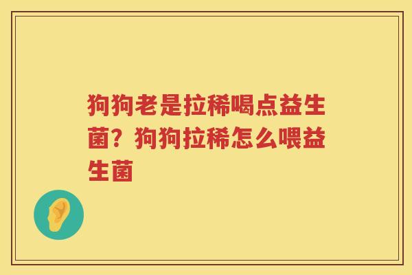 狗狗老是拉稀喝点益生菌？狗狗拉稀怎么喂益生菌