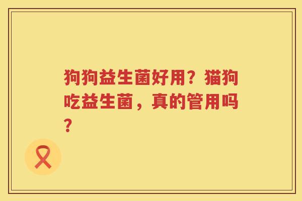 狗狗益生菌好用？猫狗吃益生菌，真的管用吗？