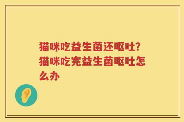 猫咪吃益生菌还呕吐？猫咪吃完益生菌呕吐怎么办