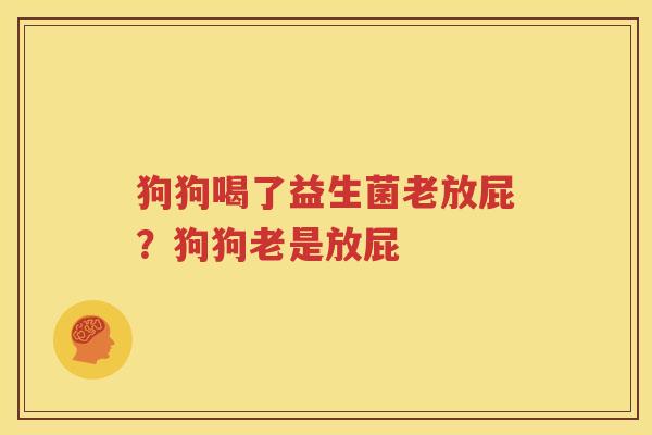 狗狗喝了益生菌老放屁？狗狗老是放屁