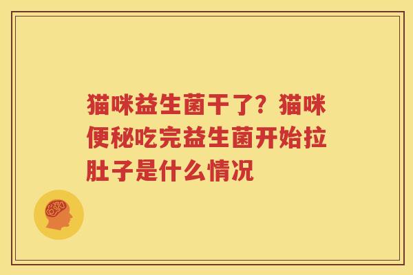 猫咪益生菌干了？猫咪便秘吃完益生菌开始拉肚子是什么情况