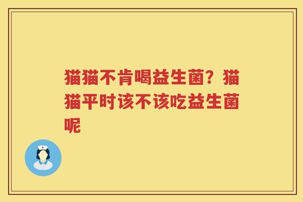 猫猫不肯喝益生菌？猫猫平时该不该吃益生菌呢