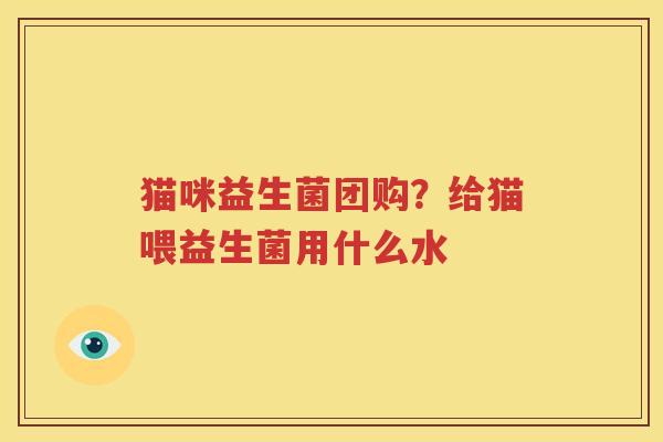 猫咪益生菌团购？给猫喂益生菌用什么水