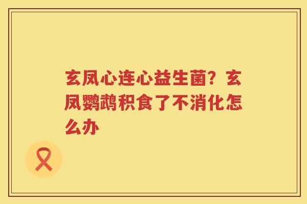 玄凤心连心益生菌？玄凤鹦鹉积食了不消化怎么办