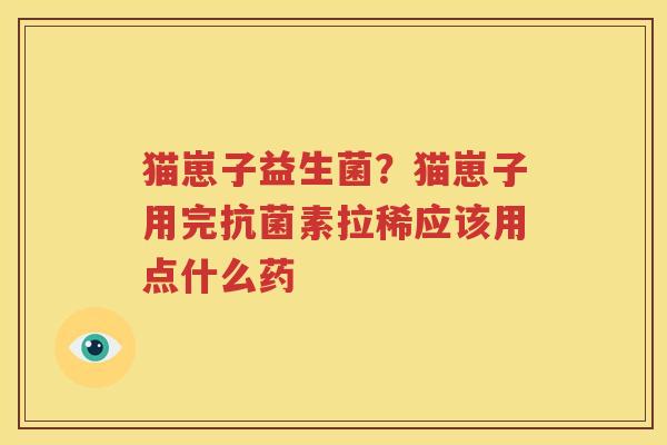 猫崽子益生菌？猫崽子用完抗菌素拉稀应该用点什么药