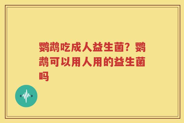 鹦鹉吃成人益生菌？鹦鹉可以用人用的益生菌吗