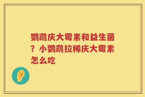鹦鹉庆大霉素和益生菌？小鹦鹉拉稀庆大霉素怎么吃