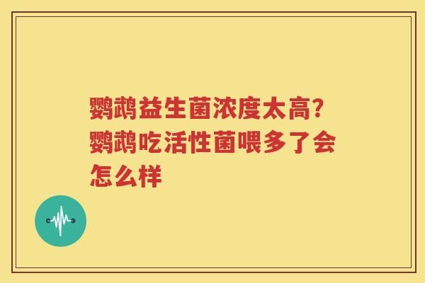 鹦鹉益生菌浓度太高？鹦鹉吃活性菌喂多了会怎么样