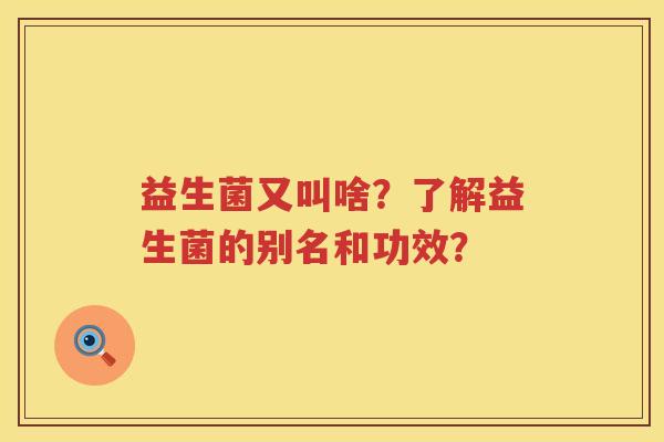 益生菌又叫啥？了解益生菌的别名和功效？
