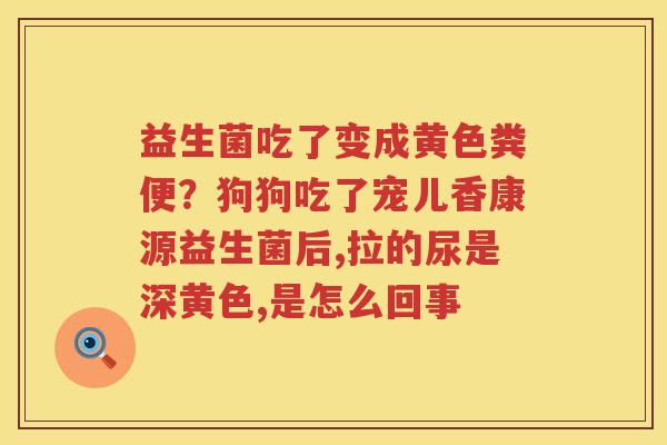 益生菌吃了变成黄色粪便？狗狗吃了宠儿香康源益生菌后,拉的尿是深黄色,是怎么回事