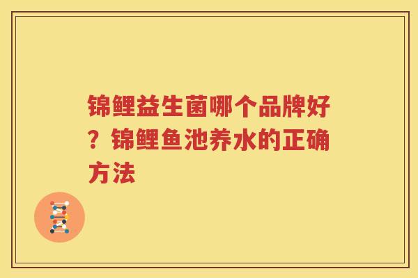 锦鲤益生菌哪个品牌好？锦鲤鱼池养水的正确方法