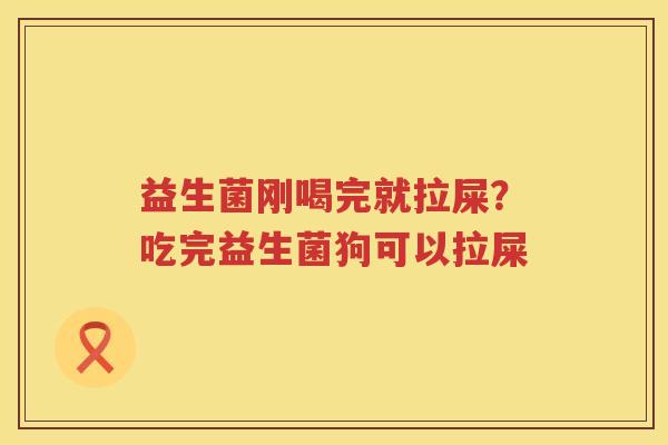 益生菌刚喝完就拉屎？吃完益生菌狗可以拉屎