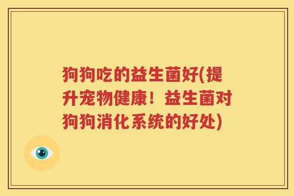 狗狗吃的益生菌好(提升宠物健康！益生菌对狗狗消化系统的好处)