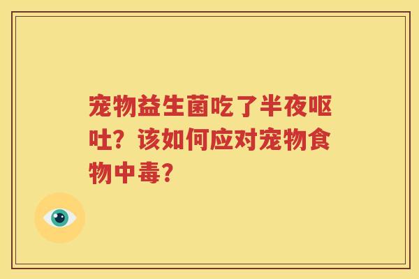 宠物益生菌吃了半夜呕吐？该如何应对宠物食物中毒？