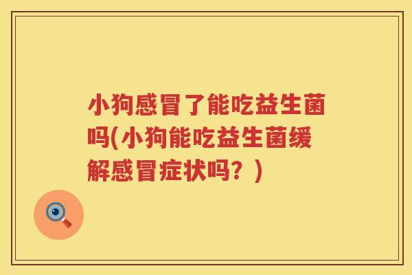 小狗感冒了能吃益生菌吗(小狗能吃益生菌缓解感冒症状吗？)