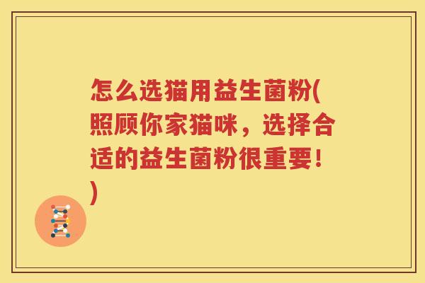 怎么选猫用益生菌粉(照顾你家猫咪，选择合适的益生菌粉很重要！)