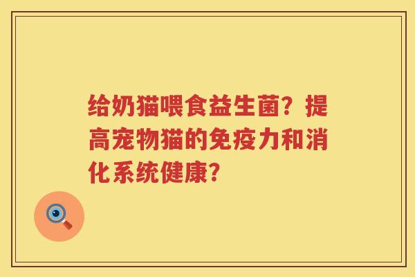 给奶猫喂食益生菌？提高宠物猫的免疫力和消化系统健康？