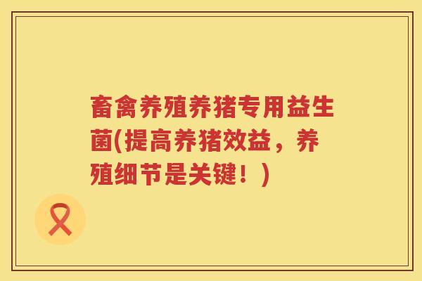 畜禽养殖养猪专用益生菌(提高养猪效益，养殖细节是关键！)