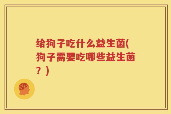 给狗子吃什么益生菌(狗子需要吃哪些益生菌？)