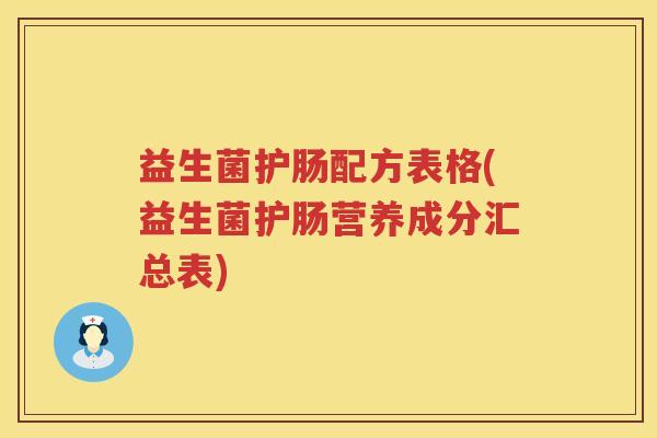 益生菌护肠配方表格(益生菌护肠营养成分汇总表)