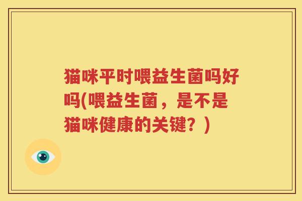 猫咪平时喂益生菌吗好吗(喂益生菌，是不是猫咪健康的关键？)