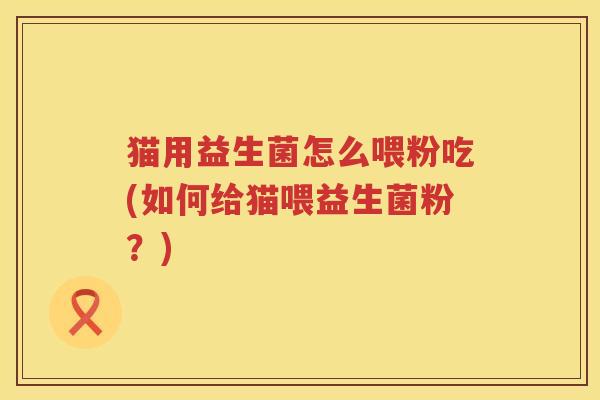 猫用益生菌怎么喂粉吃(如何给猫喂益生菌粉？)