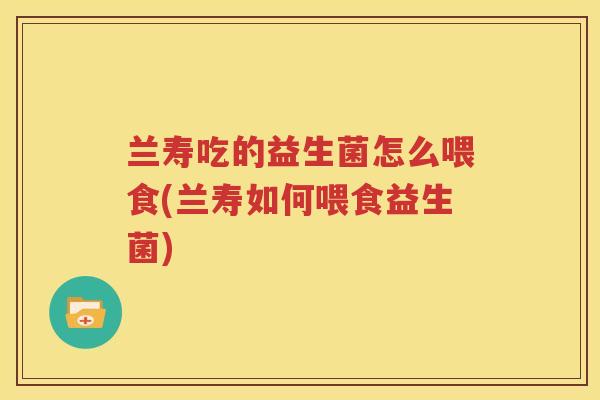 兰寿吃的益生菌怎么喂食(兰寿如何喂食益生菌)