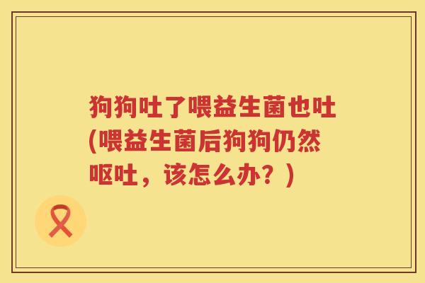 狗狗吐了喂益生菌也吐(喂益生菌后狗狗仍然呕吐，该怎么办？)