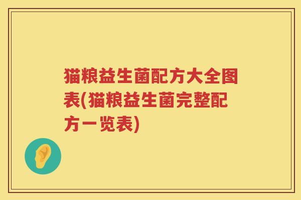 猫粮益生菌配方大全图表(猫粮益生菌完整配方一览表)