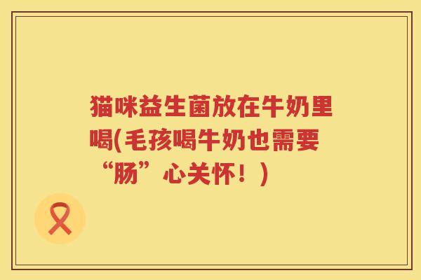 猫咪益生菌放在牛奶里喝(毛孩喝牛奶也需要“肠”心关怀！)